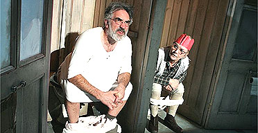 Gerry Mulgrew and Ann Louise Ross as Pa and Ma Ubu in Alfred Jarry's Ubu the King, London, December 2005