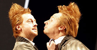 Forbes Masson and Jonathan Slinger as the browbeaten twin servants in The Comedy of Errors