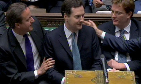 Chancellor George Osborne is congratulated after delivering the Comprehensive Spending Review