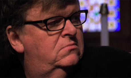 Michael Moore in a still from Capitalism: A Love Story