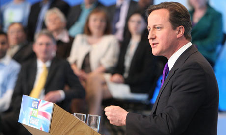 David Cameron at the launch of the Tory party manifesto