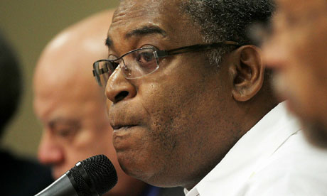 Haiti Prime Minister Jean-Max Bellerive (centre) and Jose Miguel Insulza (left), Secretary General of the Organisation of American States, look on during a press conference on the election crisis in Port-au-Prince, Haiti. The OAS's attempt to rubberstamp the flawed December presidential election has run into trouble. Photograph: Mario Tama/Getty Images Haiti Prime Minister Jean-Max Bellerive (centre) and Jose Miguel Insulza (left), Secretary General of the Organisation of American States, look on during a press conference on the election crisis in Port-au-Prince, Haiti. The OAS's attempt to rubberstamp the flawed December presidential election has run into trouble. Photograph: Mario Tama/Getty Images