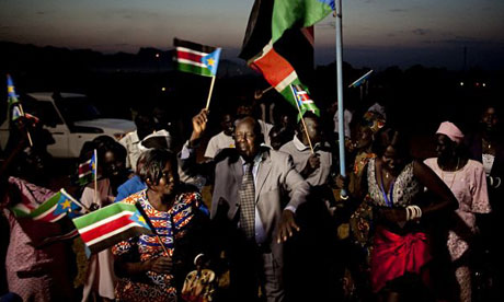 Southern Sudanese celebrate the formal announcement of independence referendum results 