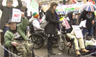 Disabled protest hits Oxf 003 Welfare reforms protest blocks Oxford Circus   video