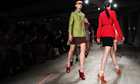 Models on the catwalk at the Jonathan Saunders Autumn/Winter 2012 collection show