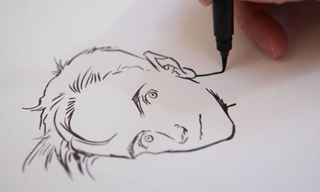 Illustrator Chris Riddell designing the book cover for Enid Blyton's Famous Five