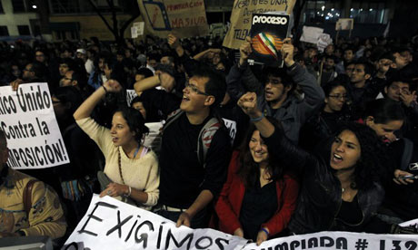 Protesters block the studios of the Televisa network in Mexico City