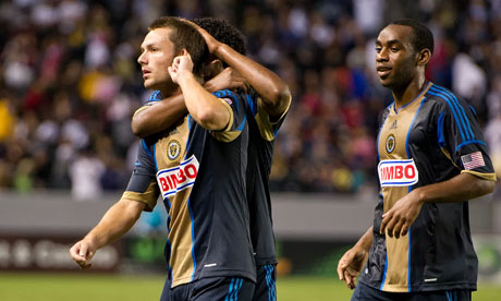Jack McInerney celebrates with his Philadelphia Union teammates