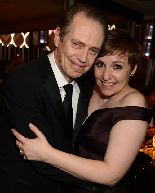 Steve Buscemi and Lena Dunham at the HBO Golden Globes after party