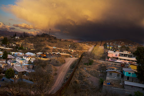 The border fence runs between Nogales, Arizona, and Nogales, Sonara