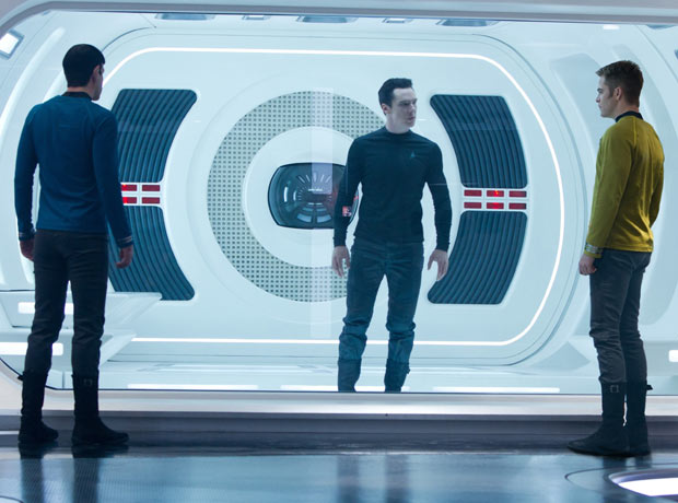 Zachary Quinto, Benedict Cumberbatch and Chris Pine in Star Trek Into Darkness