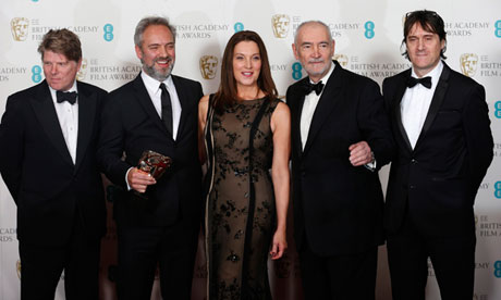 Sam Mendes and the crew of Skyfall with their Bafta for outstanding British film