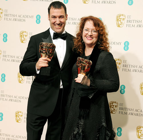 Mark Edwards and Brenda Chapman with their Bafta for best animated film