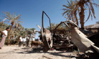 A car destroyed by a US drone strike in Yemen