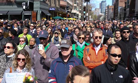 People in Boston observe silcence