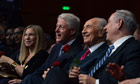 Shimon Peres feted by celebrities and leaders on 90th birthday – video
