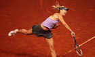 Maria Sharapova hits a serve 