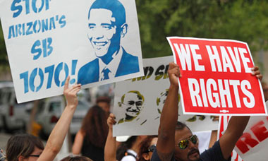 Demonstrators protest against Arizona's SB 1070
