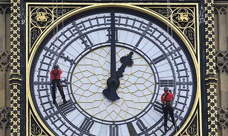 Abseilers on the face of Big Ben