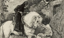 The Black Knight on a white horse