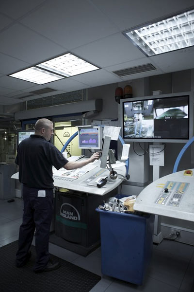 GPC printer controlling a press tower in the control room