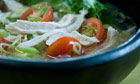Hot and sour chicken and lemongrass broth