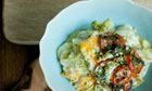 Smoked haddock, leek and saffron bake