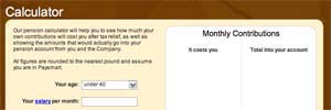 GMG Pensions calculator screengrab