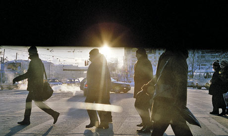 Moscow city centre on a winter morning. 