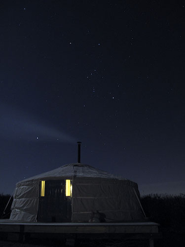 Visit South West: A yurt at night