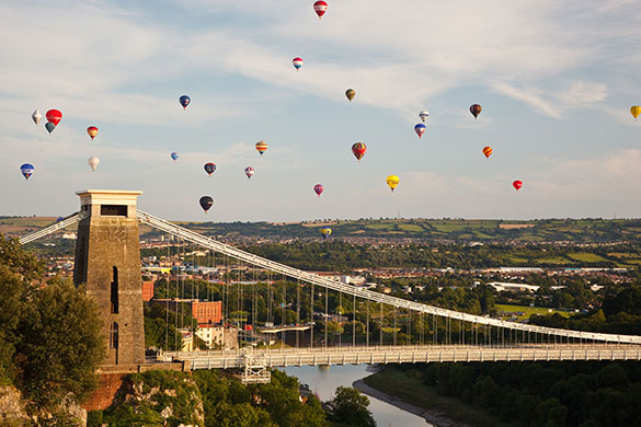 Visit South West: Mass Balloon launch overlooking Clifton Suspension Bridge