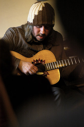   Manchester Music Tour: Badly Drawn Boy plays some early songs to the gathered audience.