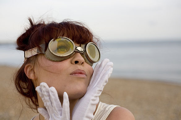 Portraiture masterclass: A woman wearing goggles on Brighton beach