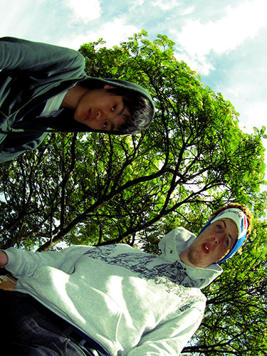 Portrait: Two boys in a park
