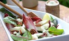 Summer salads: Pear and chicory salad with spiced pecans and roquefort dressing recipe
