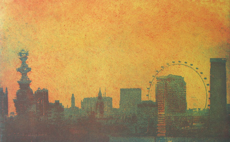 London Lives - longlist: A painting called London Skyline by Karen Keogh
