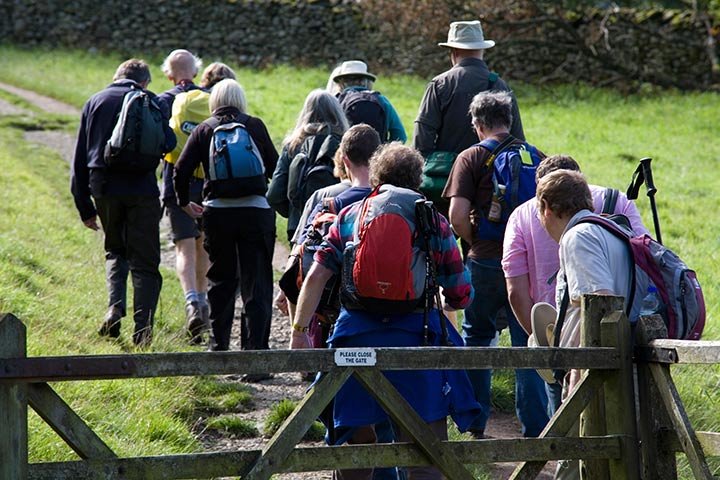 Ullswater walk: The walking party approaches Sandwick