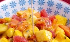 Fruit salad in cardamom and lime syrup recipe