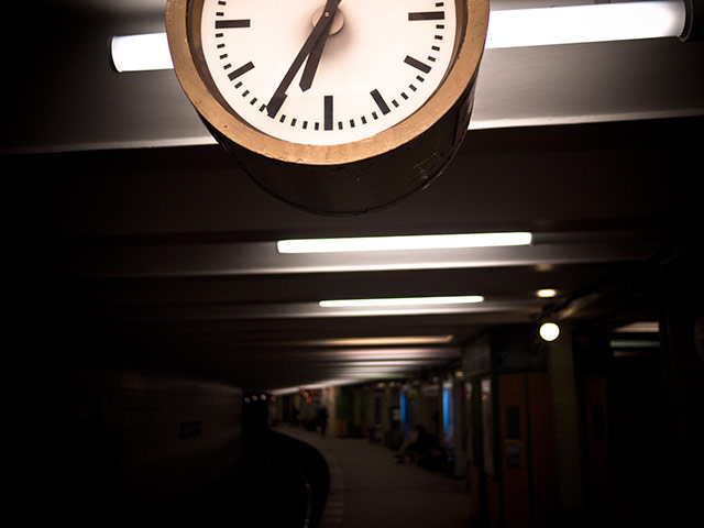 Berlin Panasonic: A clock on the Berlin subway