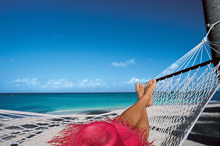 Cayman Islands Romance: View from a hammock on a beach in the Cayman Islands