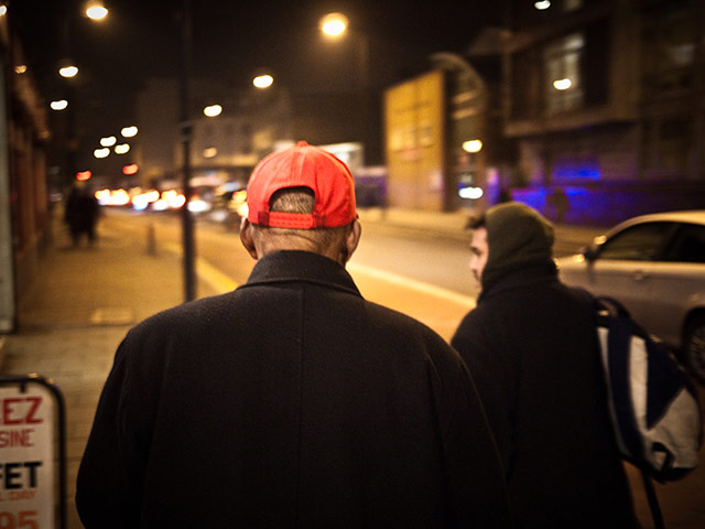 Panasonic - Nocturnal: Two men walking down a street in London at night