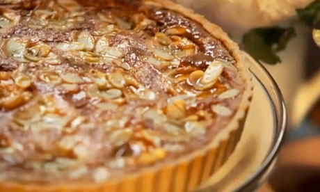 Apricot, honey and almond tart