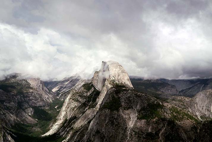 Panasonic | Yosemite: Clouded mountain peak in Yosemite National Park, California