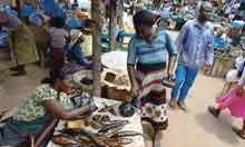 Patience Diaba sells her smoked fish at the market at Dabala Junction