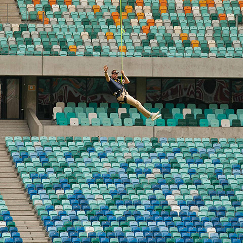 South Africa – : Bungee swing from the 106-metre arc of Moses Mabhida stadium