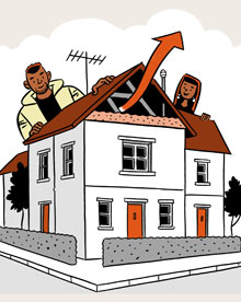 Illustration of how the green deal affects a modern 3 bedroom house