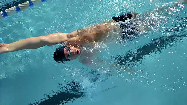 Speedo | Technique: <strong>Backstroke position and breathing:</strong> Your head needs to be i