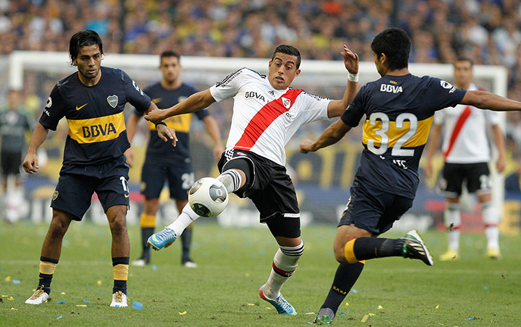 Superclasico: Rogelio Funes Mori of River Plate in action
