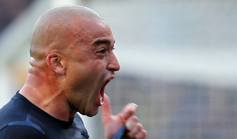 Superclasico: Boca Juniors' Santiago Silva celebrates after he equalised in the 39th minu