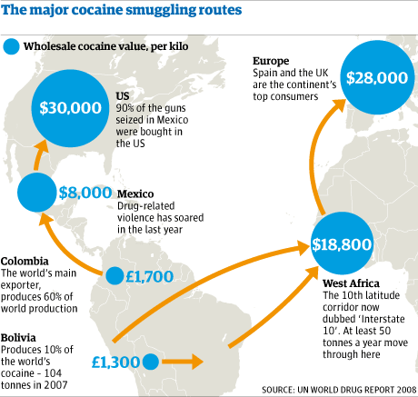 cocaine drug production america latin map violence trade guardian surge unleashes wave 2009 graphs maps hathaway ann